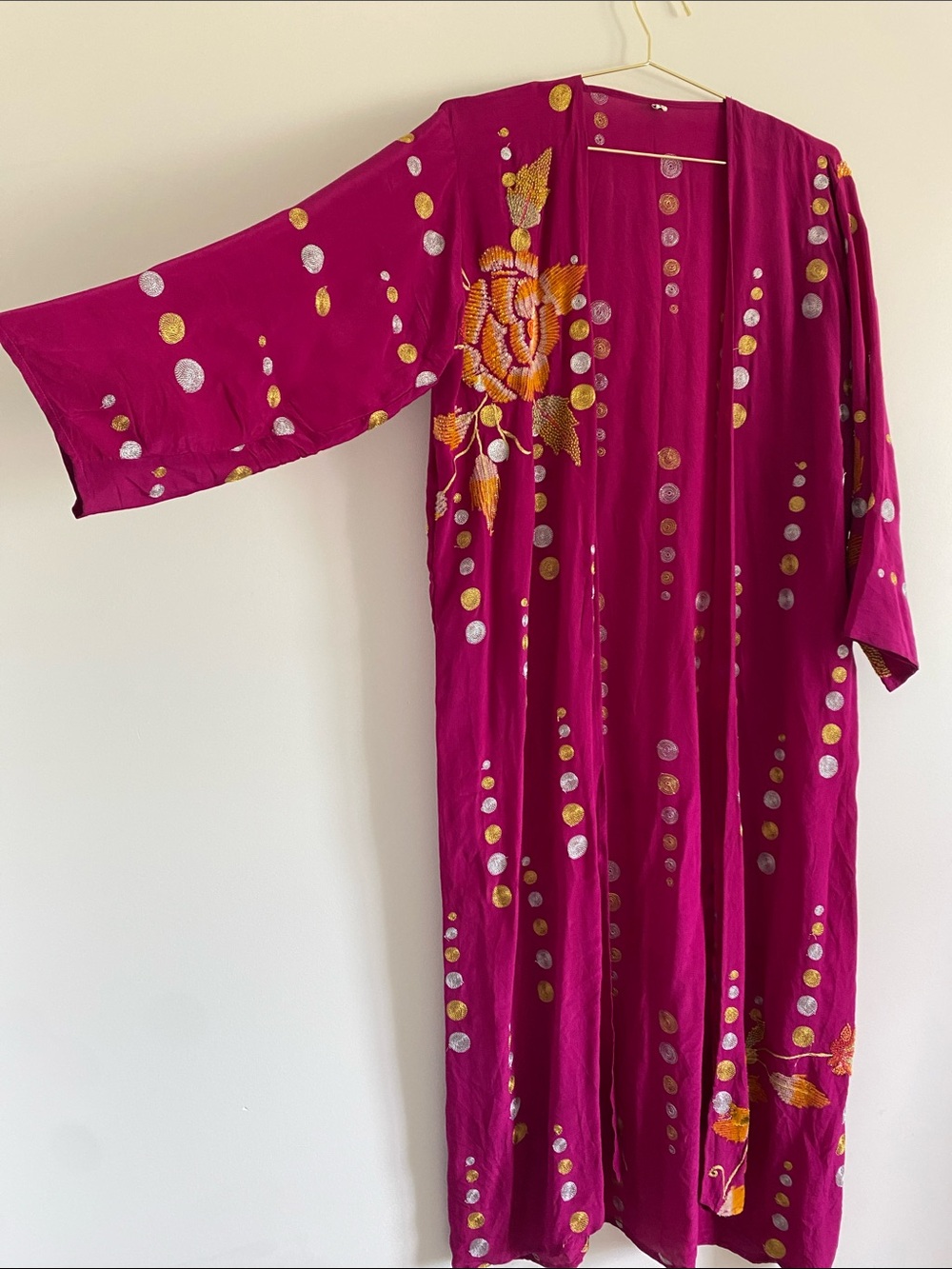 Sun Child Silk Embellished Maxi Kimono Duster | Free Size - Picture 4 of 12